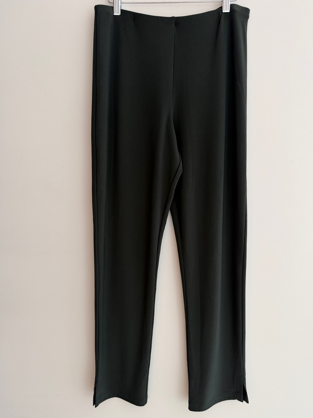 SYMPLI Dark Green Straight Leg Pull On Jersey Pant Travel Day to Night Versatile